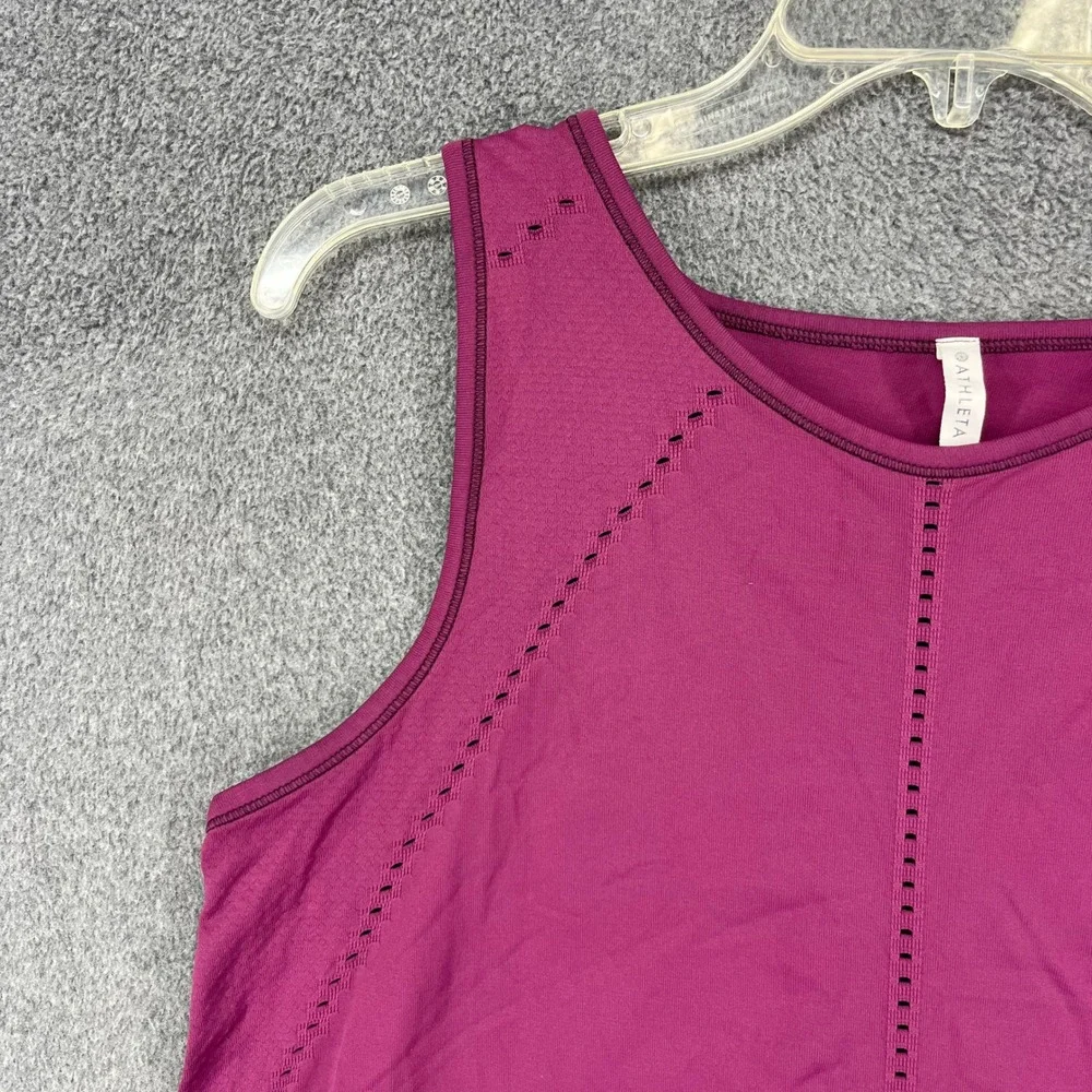 Athleta‎ Tank Top Womens Medium Purple Seamless Pointelle Split Back Activewear